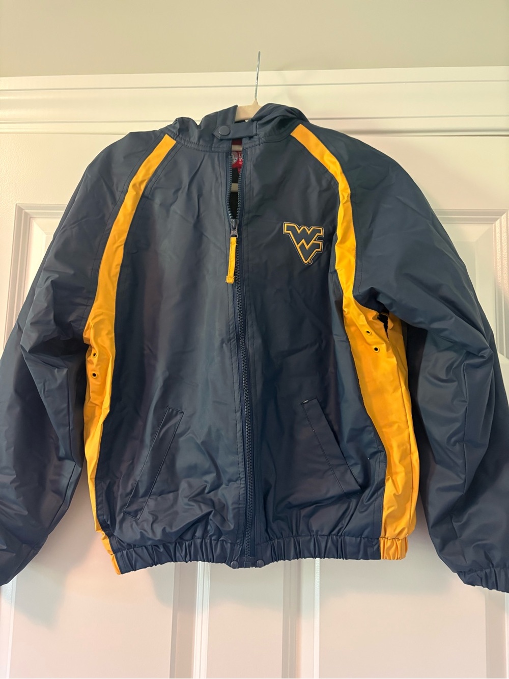West Virginia Mountaineers Navy & Gold Kids Hooded Windbreaker Jacket